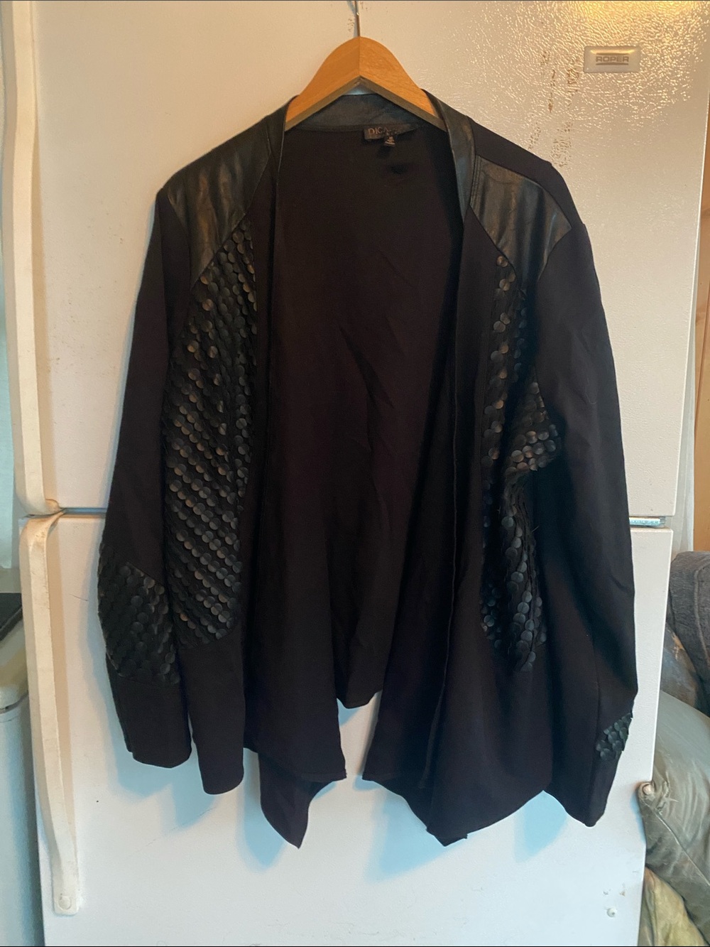 Picadilly Fashion Black long sleeve Cardigan with Quilted Panels. Generous XL.